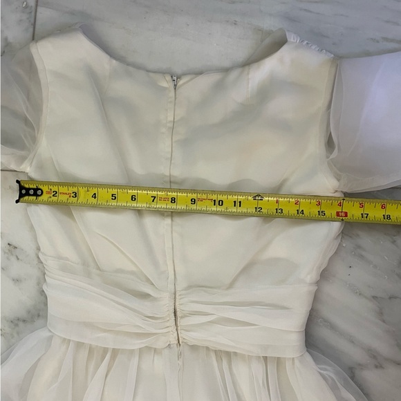 Vintage Emma Domb Wedding Dress white sheer sleeves & skirt absolutely beautiful - Picture 14 of 16